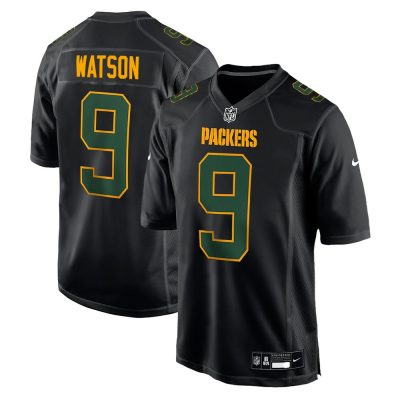 Youth Green Bay Packers #9 Christian Watson  Carbon Black Fashion Game Jersey
