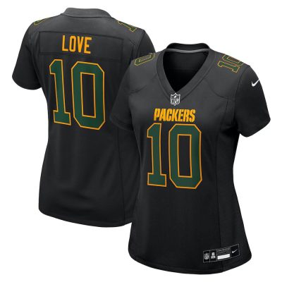 Women's Green Bay Packers #10 Jordan Love  Carbon Black Fashion Game Jersey
