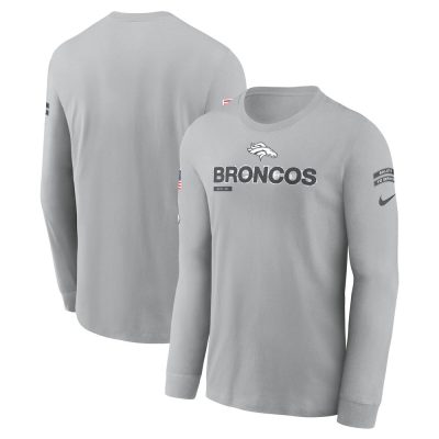 Men's Denver Broncos  Gray 2024 Salute To Service Long Sleeve T-Shirt