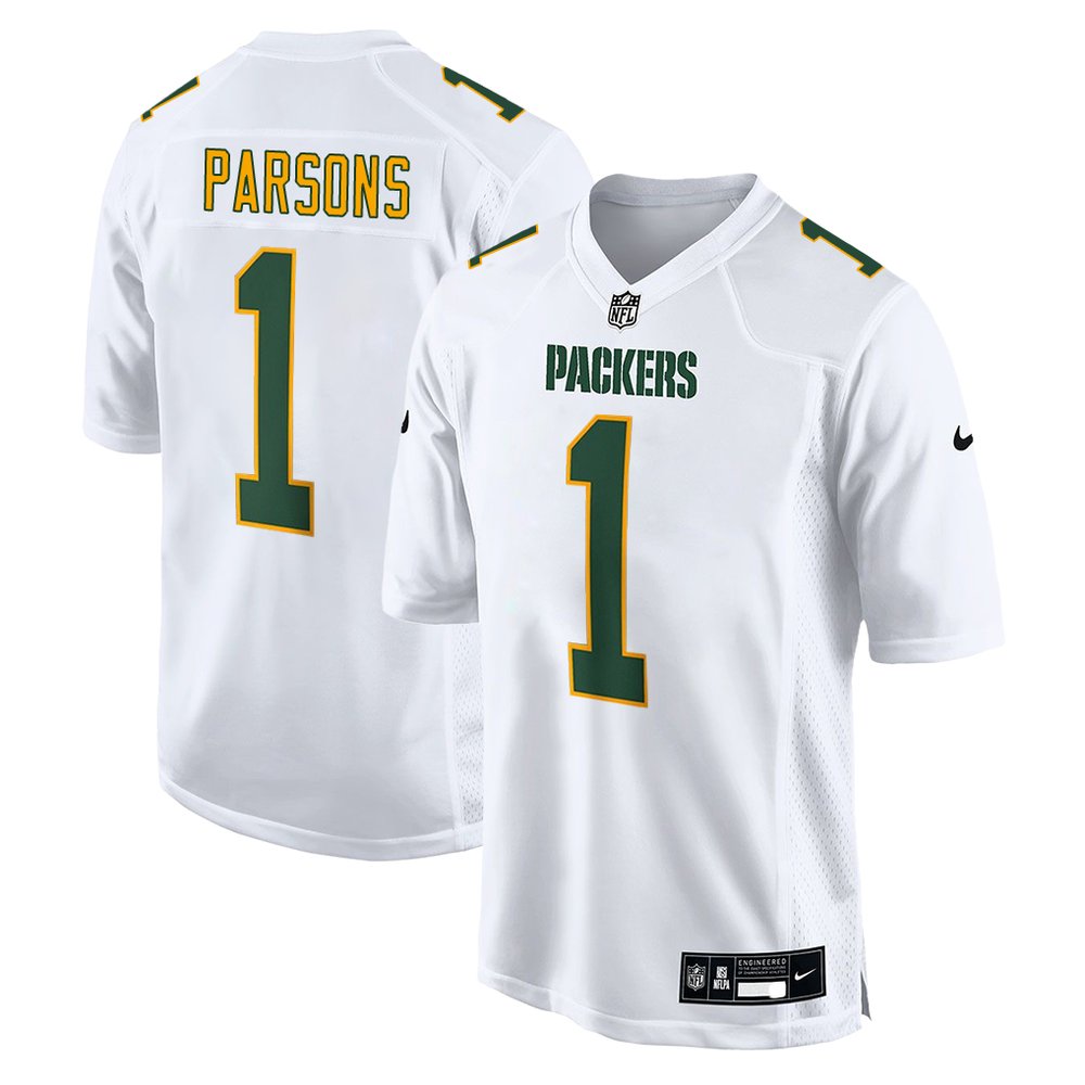 Youth Green Bay Packers #1 Micah Parsons Tundra White Fashion Game Jersey