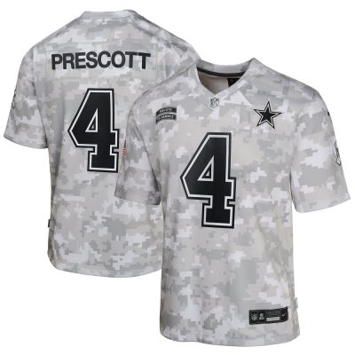 Youth Dallas Cowboys Dak Prescott  Arctic Camo 2024 Salute to Service Game Jersey