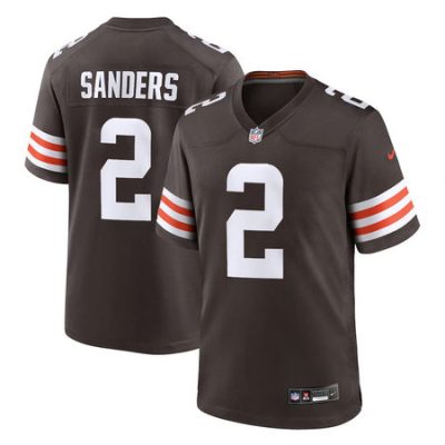 Men's Cleveland Browns #2 Shedeur Sanders Brown 2025 NFL Draft Game Jersey