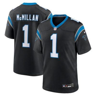 Men's Carolina Panthers #1 Tetairoa McMillan  Black 2025 NFL Draft First Round Pick Game Jersey