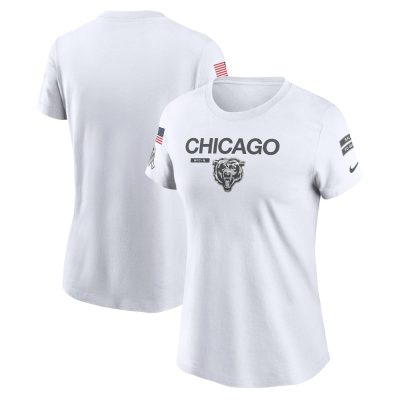 Women's Chicago Bears   White 2024 Salute To Service Legend Performance T-Shirt
