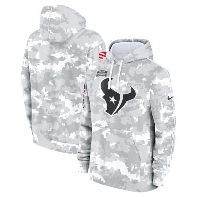 Youth Houston Texans  White/Gray 2024 Salute To Service Pullover Hoodie