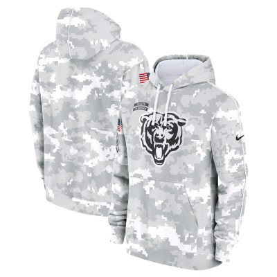 Men's Chicago Bears  Arctic Camo 2024 Salute to Service Club Fleece Pullover Hoodie