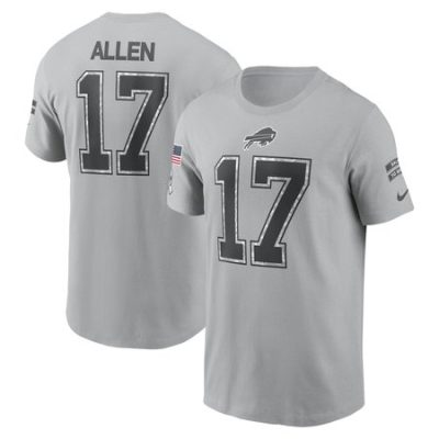 Men's Buffalo Bills Josh Allen  Gray 2024 Salute To Service Name & Number T-Shirt
