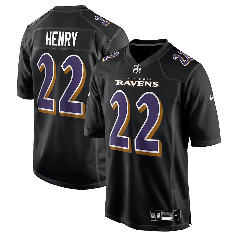 Youth Baltimore Ravens #22 Derrick Henry Carbon Black Fashion Game Jersey