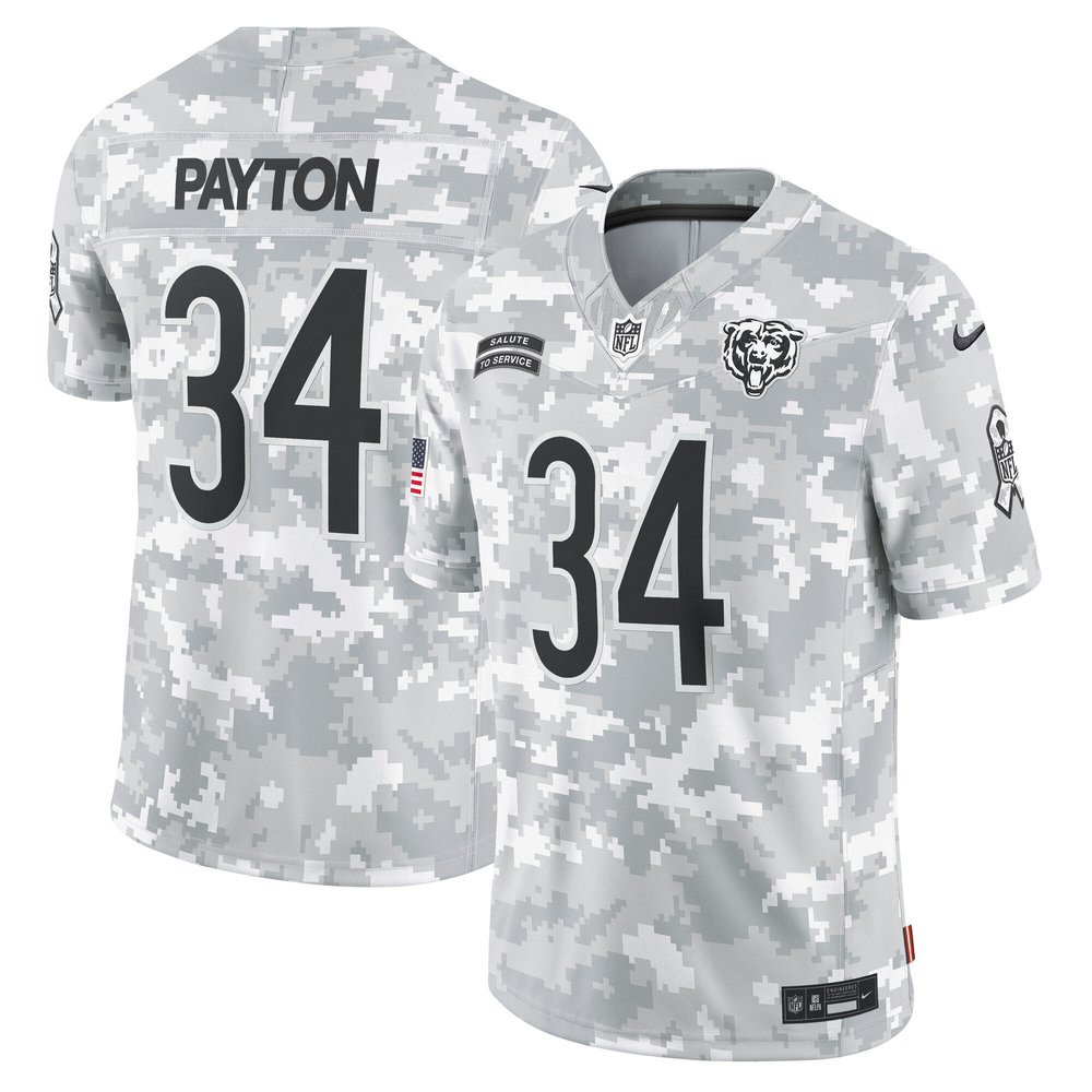 Men's Chicago Bears Walter Payton Arctic Camo 2024 Salute to Service Retired Player Limited Jersey