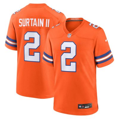 Men's Denver Broncos Patrick Surtain II  Orange Mile High Collection 1977 Throwback Player Game Jersey