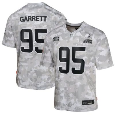 Youth Cleveland Browns Myles Garrett  Arctic Camo 2024 Salute to Service Game Jersey