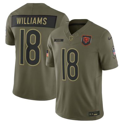Youth Chicago Bears #18 Caleb Williams  Olive 2025 Salute to Service Limited Jersey
