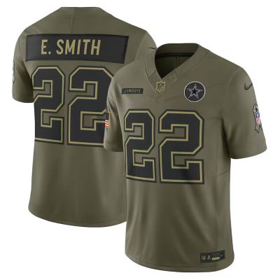 Youth Dallas Cowboys #22 Emmitt Smith  Olive 2025 Salute to Service Retired Limited Jersey