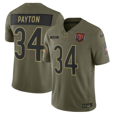 Youth Chicago Bears #34 Walter Payton  Olive 2025 Salute to Service Retired Limited Jersey