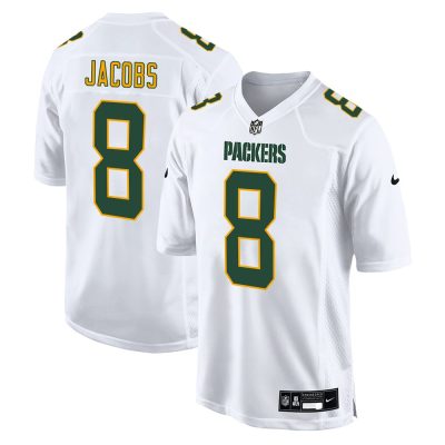 Youth Green Bay Packers #8 Josh Jacobs  Tundra White Fashion Game Jersey