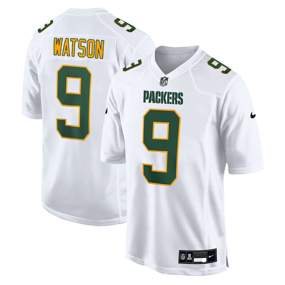 Youth Green Bay Packers #9 Christian Watson Tundra White Fashion Game Jersey