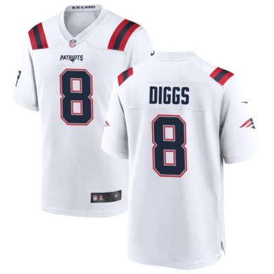 Men's New England Patriots #8 Stefon Diggs  White Game Jersey