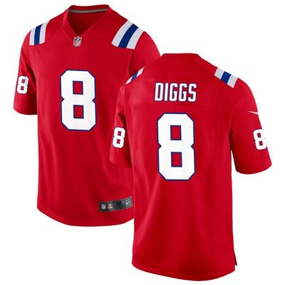 Men's New England Patriots #8 Stefon Diggs  Red Game Jersey