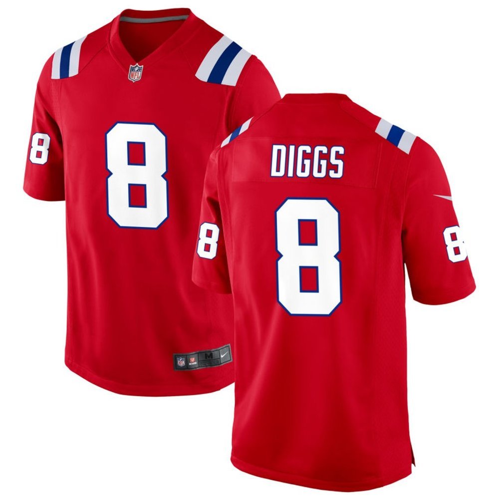 Men's New England Patriots #8 Stefon Diggs Red Game Jersey