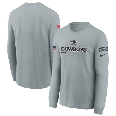 Youth Dallas Cowboys  Gray 2024 Salute To Service Long Sleeve T-Shirt