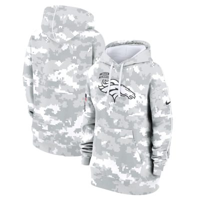 Women's Denver Broncos  Arctic Camo 2024 Salute To Service Club Fleece Pullover Hoodie