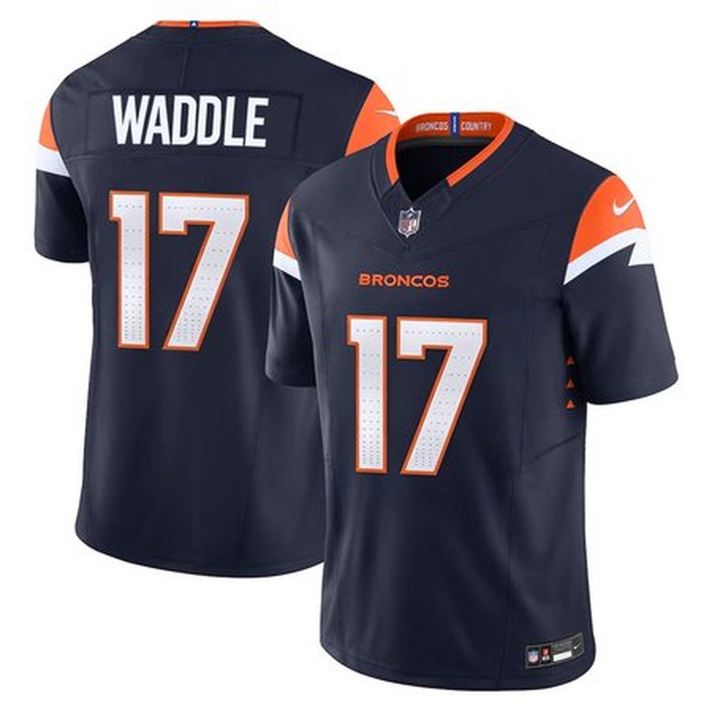 Youth Denver Broncos #17 Jaylen Waddle Navy Vapor F.U.S.E. Limited Stitched Football Jersey