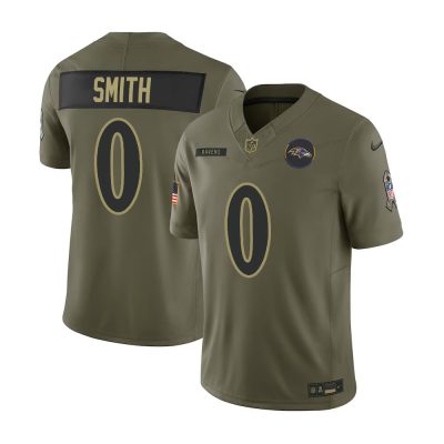 Youth's Baltimore Ravens #0 Roquan Smith  Olive 2025 Salute to Service Retired Limited Jersey