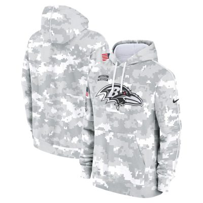 Youth Baltimore Ravens  White/Gray 2024 Salute To Service Pullover Hoodie