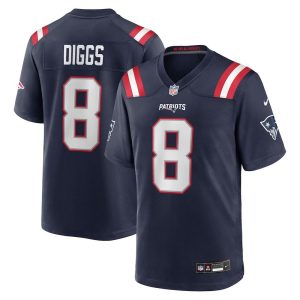 Men's New England Patriots #8 Stefon Diggs  Navy Game Jersey