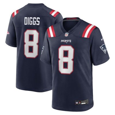 Men's New England Patriots #8 Stefon Diggs  Navy Game Jersey