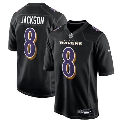 Youth Baltimore Ravens #8 Lamar Jackson  Carbon Black Fashion Game Jersey