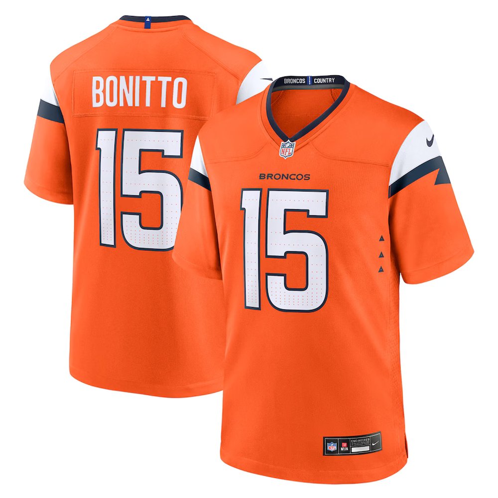 Youth Denver Broncos #15 Nik Bonitto Orange Team Game Jersey
