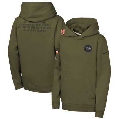Youth Baltimore Ravens Olive 2025 Salute to Service Club Fleece Hoodie