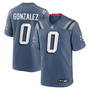 Men's New England Patriots #0 Christian Gonzalez Blue Rivalries Collection Game Jersey