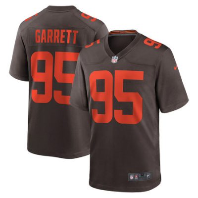 Youth Cleveland Browns #95 Myles Garrett Nike Brown Alpha Dawg Game Jersey
