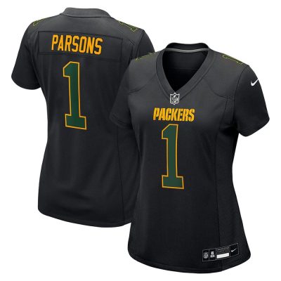 Women's Green Bay Packers #1 Micah Parsons  Carbon Black Fashion Game Jersey