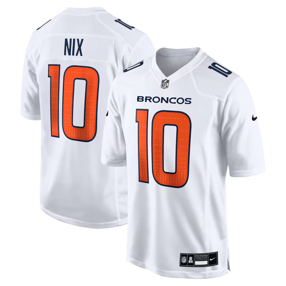 Youth Denver Broncos #10 Bo Nix White Tundra Fashion Game Jersey