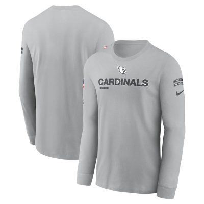 Men's Arizona Cardinals  Gray 2024 Salute To Service Long Sleeve T-Shirt