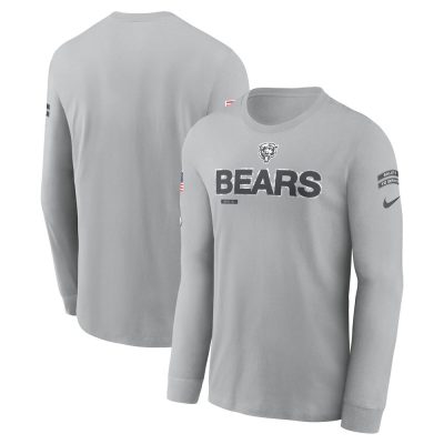 Men's Chicago Bears  Gray 2024 Salute To Service Long Sleeve T-Shirt