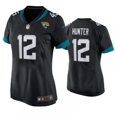 Women's Jacksonville Jaguars #12 Travis Hunter  Black 2025 NFL Draft First Round Pick Alternate Game Player Jersey