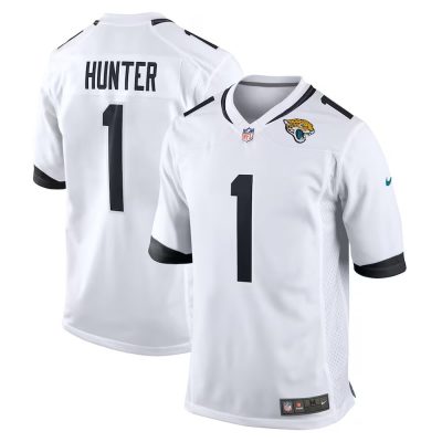 Men's Jacksonville Jaguars #1 Travis Hunter  White 2025 NFL Draft First Round Pick Game Player Jersey