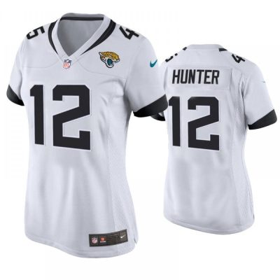 Women's Jacksonville Jaguars #12 Travis Hunter  White 2025 NFL Draft First Round Pick Alternate Game Player Jersey