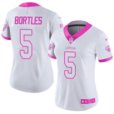 Jaguars #5 Blake Bortles White/Pink Women's Stitched NFL Limited Rush Fashion Jersey